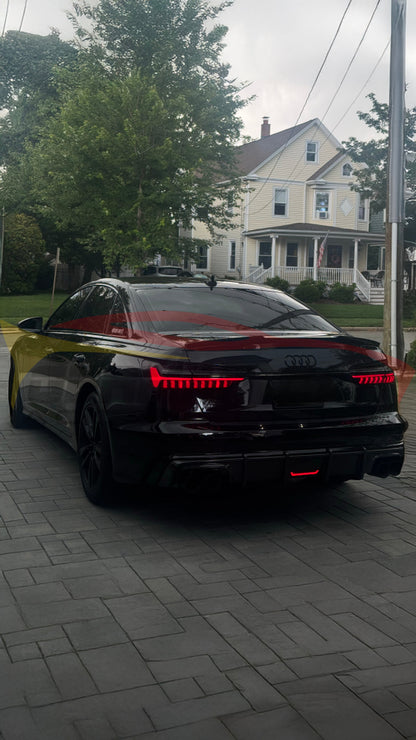 2019+ Audi A6/S6 Carbon Fiber Aggressive KB Style Diffuser with LED Brake Light | C8 A6/S6 Rear Diffusers