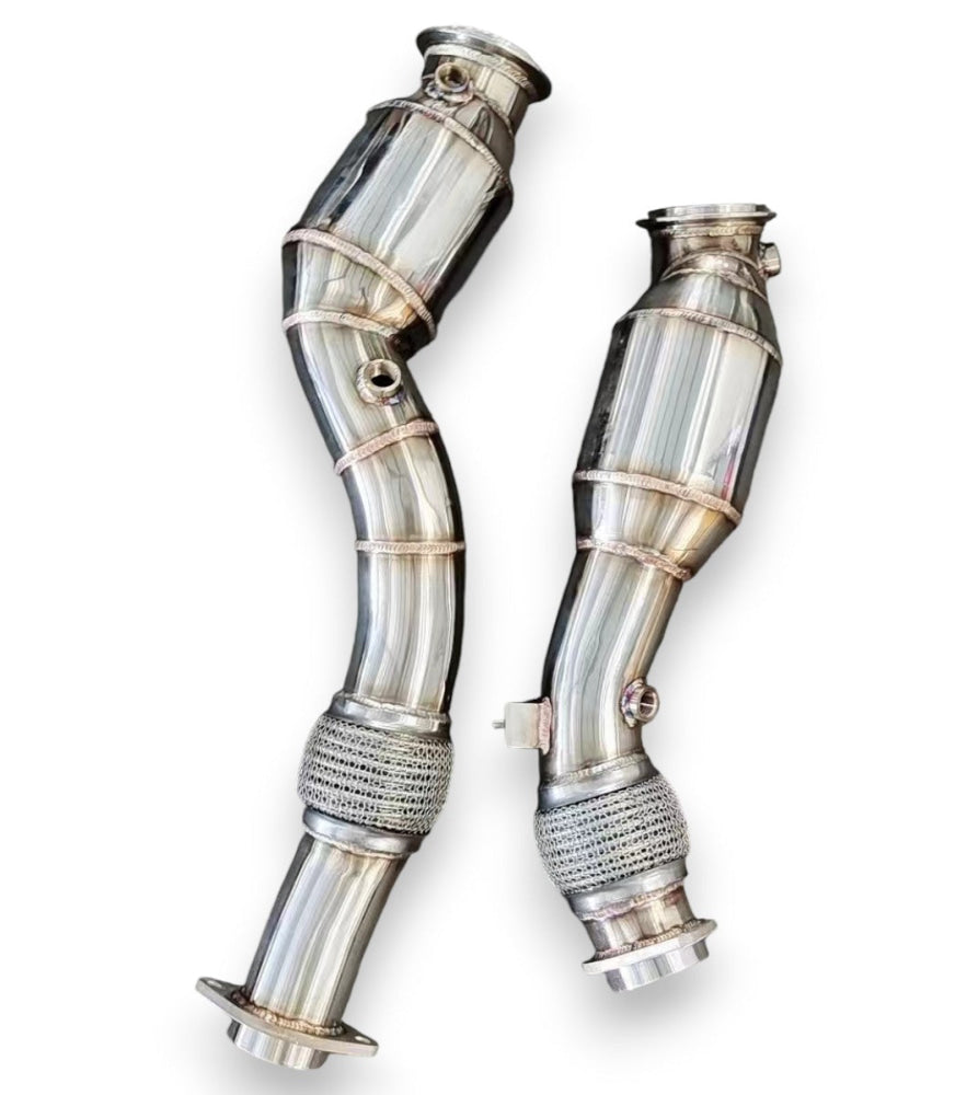 2019 + Bmw X3M/X4M Downpipes | F97/F98 No Heat Shield / Racing Downpipe (No Cat) Front Race Pipes