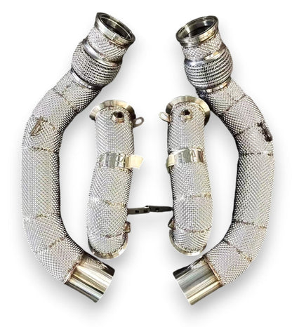 2019 + Bmw M8 Downpipes | F91/F92/F93 Yes Heat Shield / Racing Downpipe (No Cat) Front Race Pipes