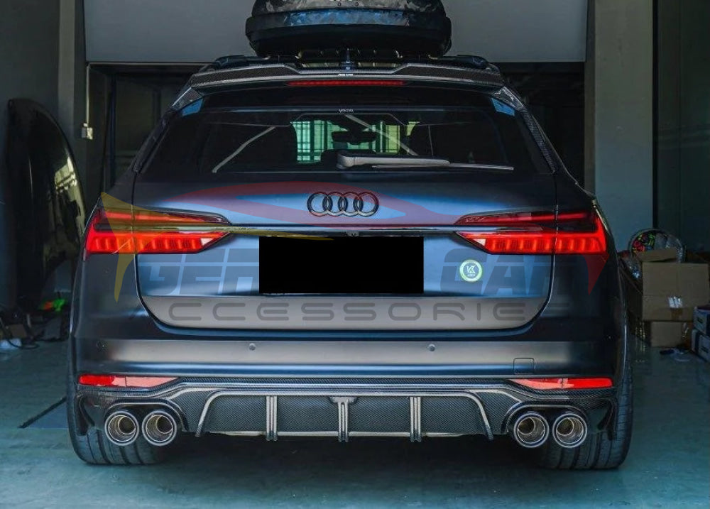 2019+ Audi A6 Allroad Carbon Fiber KB Style Diffuser with LED Brake Light | C8 A6 Allroad - Rear Diffusers