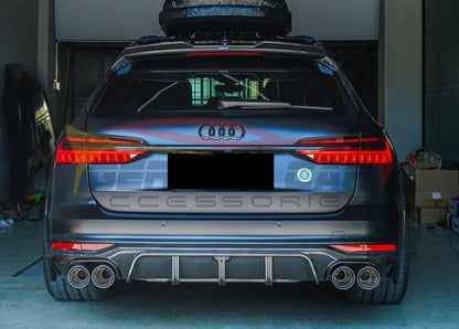 2019+ Audi A6 Allroad Carbon Fiber KB Style Diffuser with LED Brake Light | C8 A6 Allroad - Rear Diffusers