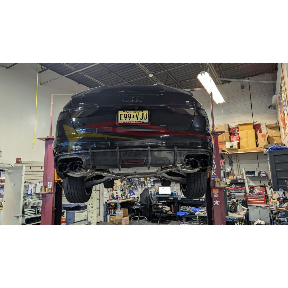 2019 + Audi A6/S6 Carbon Fiber Aggressive KB Style Diffuser with LED Brake Light | C8 A6/S6 Rear Diffusers