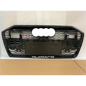 2019+ Audi Rs6 Honeycomb Grille | C8 A6/s6 Black Frame Net With Emblem With Acc / Yes Front Camera