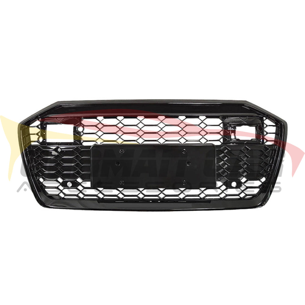 2019 + Audi Rs6 Style Honeycomb Grille | C8 A6/S6 Black Frame Mesh With Acc / Yes Front Camera