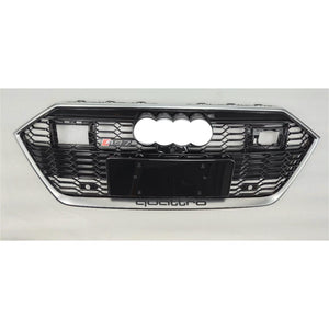 2019+ Audi Rs7 Honeycomb Grille | C8 A7/s7 Silver Frame Black Net With Emblem With Acc / Yes Front