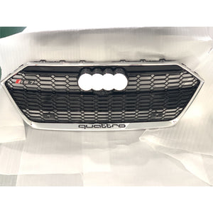 2019+ Audi Rs7 Honeycomb Grille | C8 A7/s7 Silver Frame Black Net With Emblem / Yes Front Camera