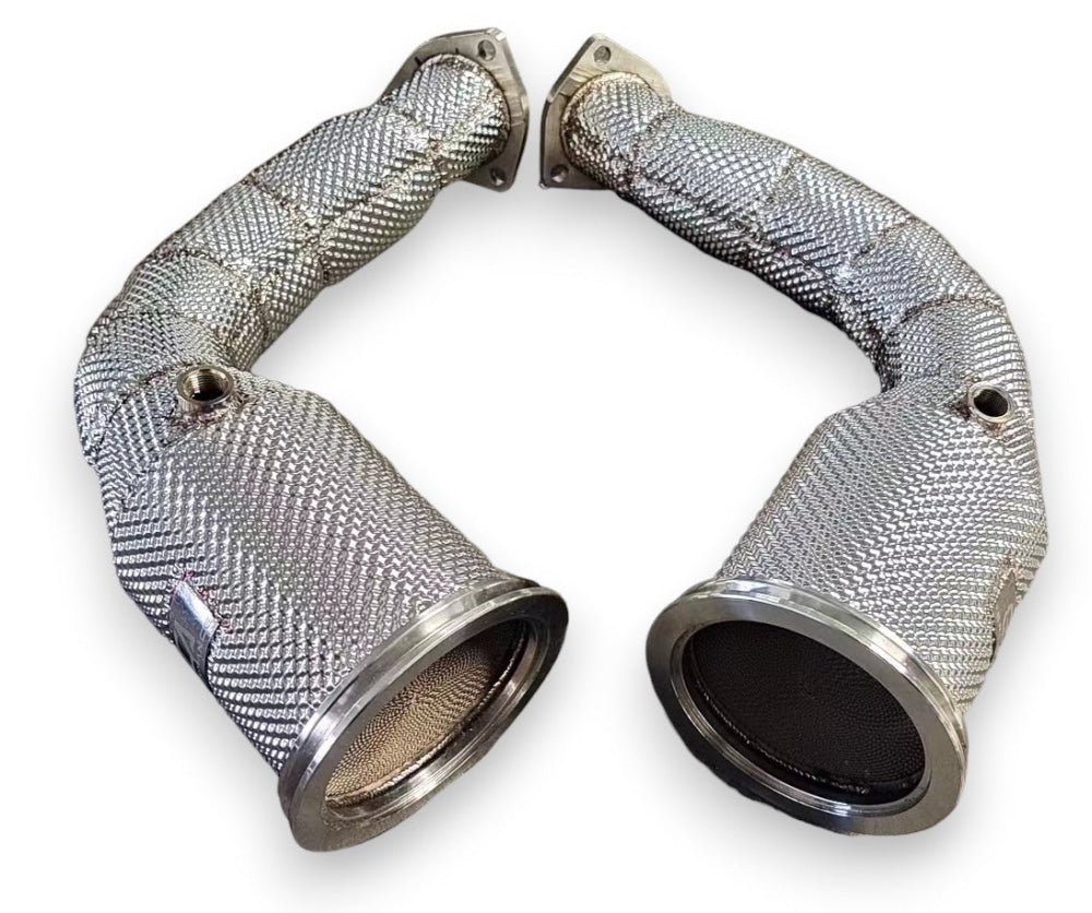 2019-2023 Audi Sq8/Rsq8 Front Race Pipes | Yes Heat Shield / 200 Cell Euro 6 Sport High Flow Cat