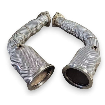 2019-2023 Audi Sq8/Rsq8 Front Race Pipes | Yes Heat Shield / 200 Cell Euro 6 Sport High Flow Cat