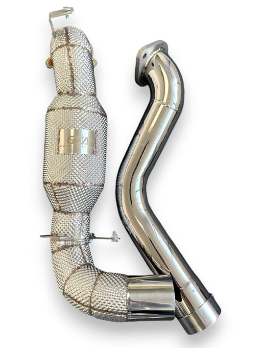 2020 + Mercedes Cla-Class Downpipe | W118 Yes Heat Shield / Racing (No Cat) Front Race Pipes