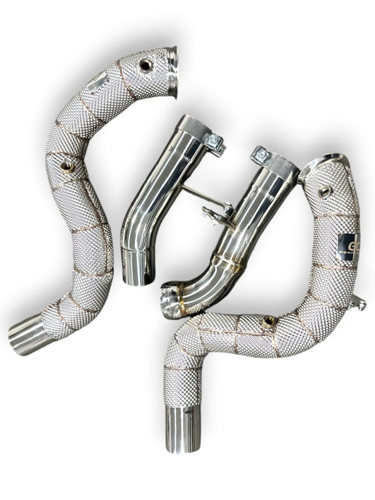 2020 + Mercedes Gls63 Amg Downpipes | W167 Yes Heat Shield / Racing Downpipe (No Cat) Front Race