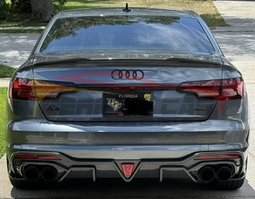2020 + Audi A4 Carbon Fiber Rear Diffuser With Led Brake Light | B9.5 Diffusers