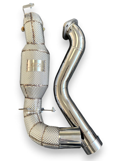 2020 + Mercedes Cla-Class Downpipe | W118 Yes Heat Shield / Racing (No Cat) Front Race Pipes