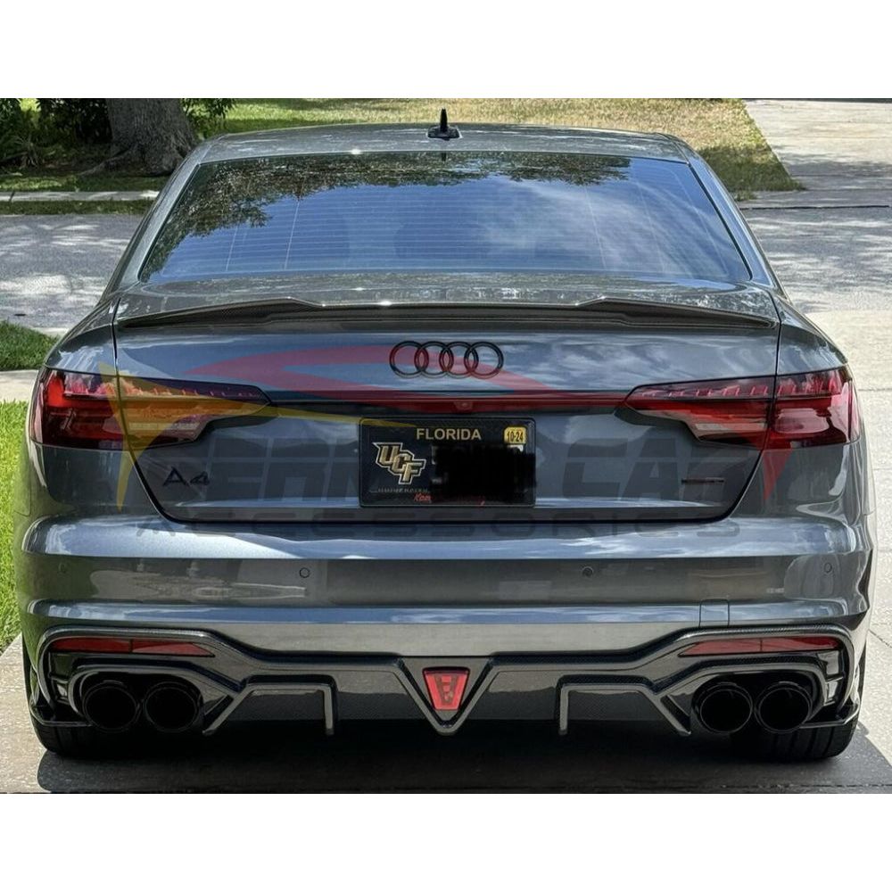 2020 + Audi A4 Carbon Fiber Rear Diffuser With Led Brake Light | B9.5 Diffusers