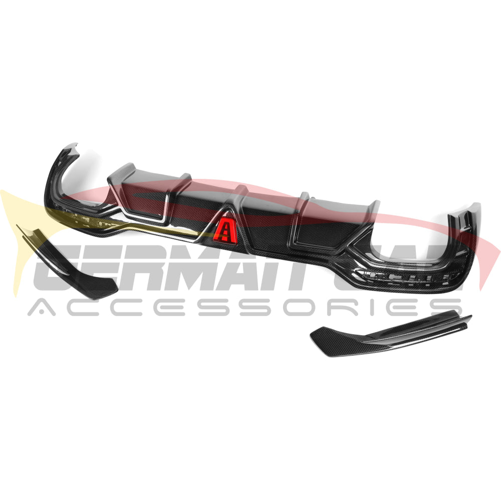 2020 + Audi A4 Carbon Fiber Rear Diffuser With Led Brake Light | B9.5 Diffusers