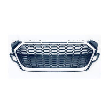 2020 + Audi Rs4 Style Honeycomb Grille | B9.5 A4/S4 Silver Frame Black Mesh Front Grilles