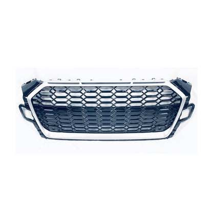 2020 + Audi Rs4 Style Honeycomb Grille | B9.5 A4/S4 Silver Frame Black Mesh Front Grilles