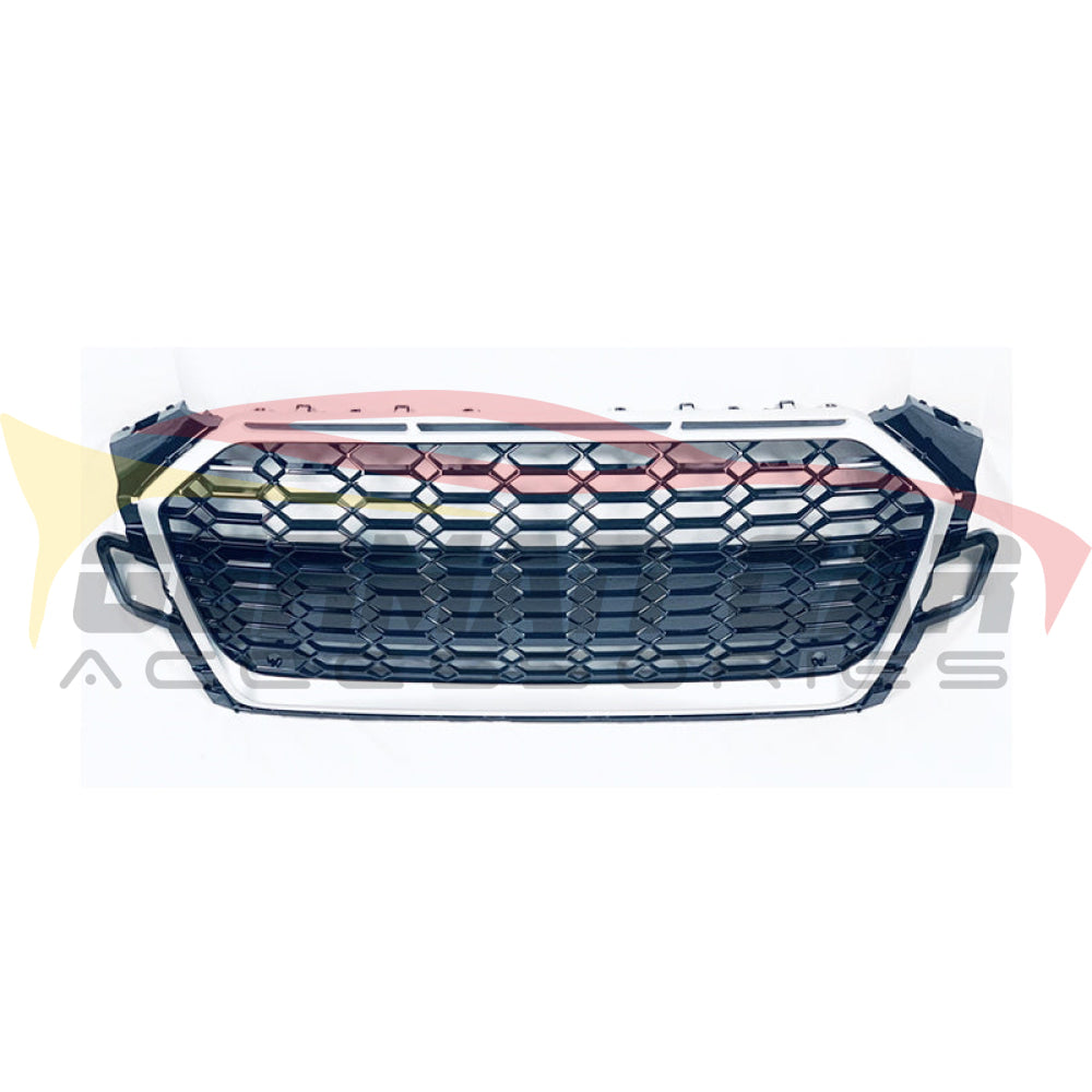 2020 + Audi Rs4 Style Honeycomb Grille | B9.5 A4/S4 Silver Frame Black Mesh Front Grilles