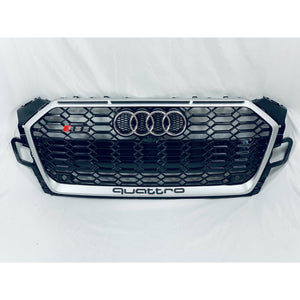 2020+ Audi Rs5 Honeycomb Grille | B9.5 A5/s5 Silver Frame Black Net With Emblem / Yes Front Camera