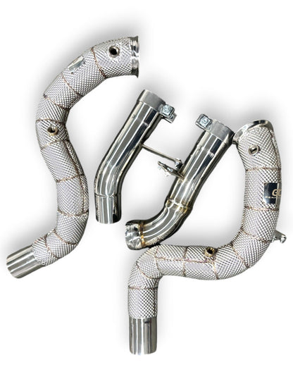 2020 + Mercedes Gle63 Amg Downpipes | W167 Yes Heat Shield / Racing Downpipe (No Cat) Front Race