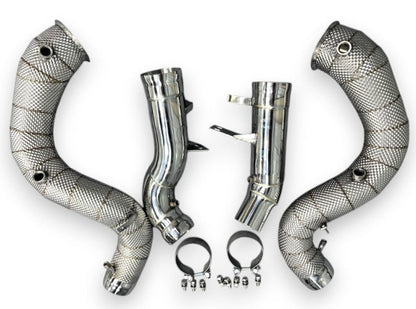 2020 + Mercedes GLE580 Downpipes | W167 Yes Heat Shield / Racing Downpipe (No Cat) Downpipes