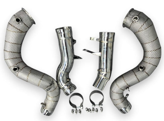2020 + Mercedes GLE580 Downpipes | W167 Yes Heat Shield / Racing Downpipe (No Cat) Downpipes