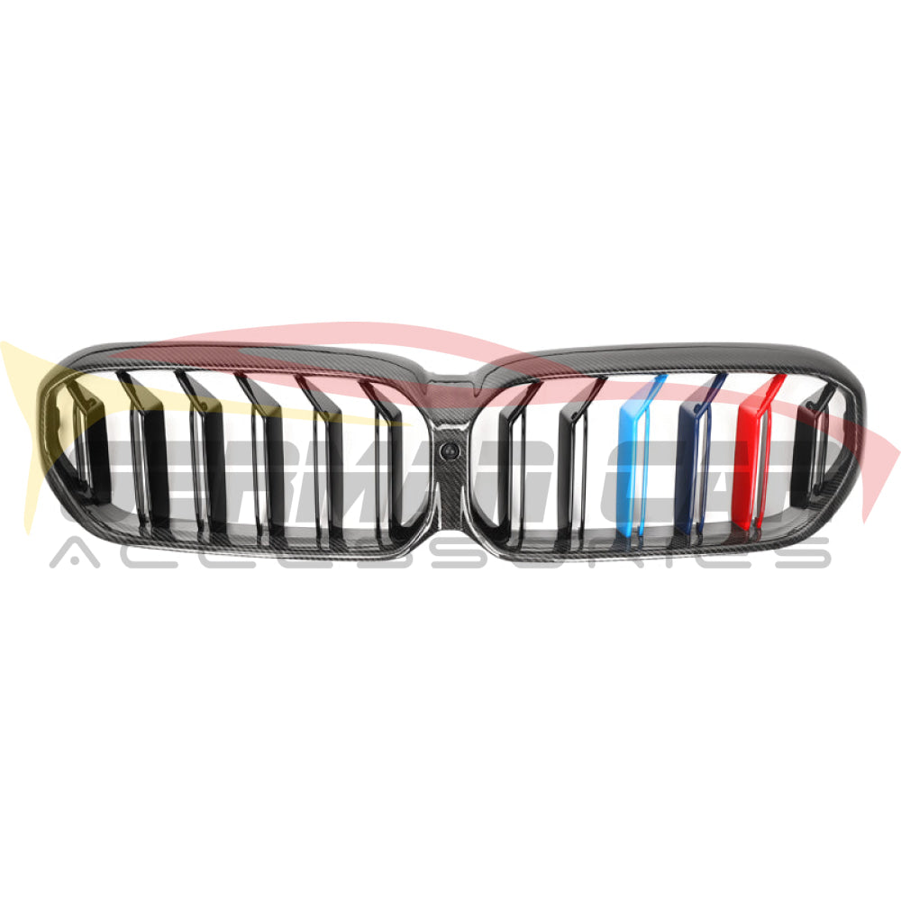 2021+ Bmw 5-Series/m5 Dual Slat Kidney Grilles | G30/f90 Lci Carbon Fiber With M Stripe
