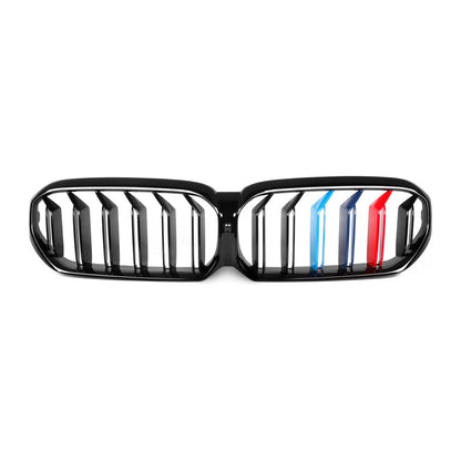 2021+ Bmw 5-Series/m5 Dual Slat Kidney Grilles | G30/f90 Lci Gloss Black With M Stripe