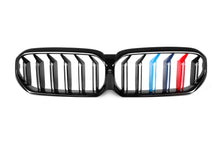 Load image into Gallery viewer, 2021+ Bmw 5-Series/m5 Dual Slat Kidney Grilles | G30/f90 Lci Gloss Black With M Stripe
