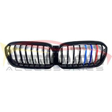 2021+ Bmw 5-Series/m5 Single Slat Kidney Grilles | G30/f90 Lci Gloss Black With M Stripe