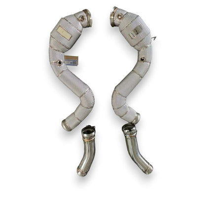 2015-2023 Mercedes C63 Amg Front Race Pipes | W205 Yes Heat Shield / 200 Cell Euro 6 Sport High