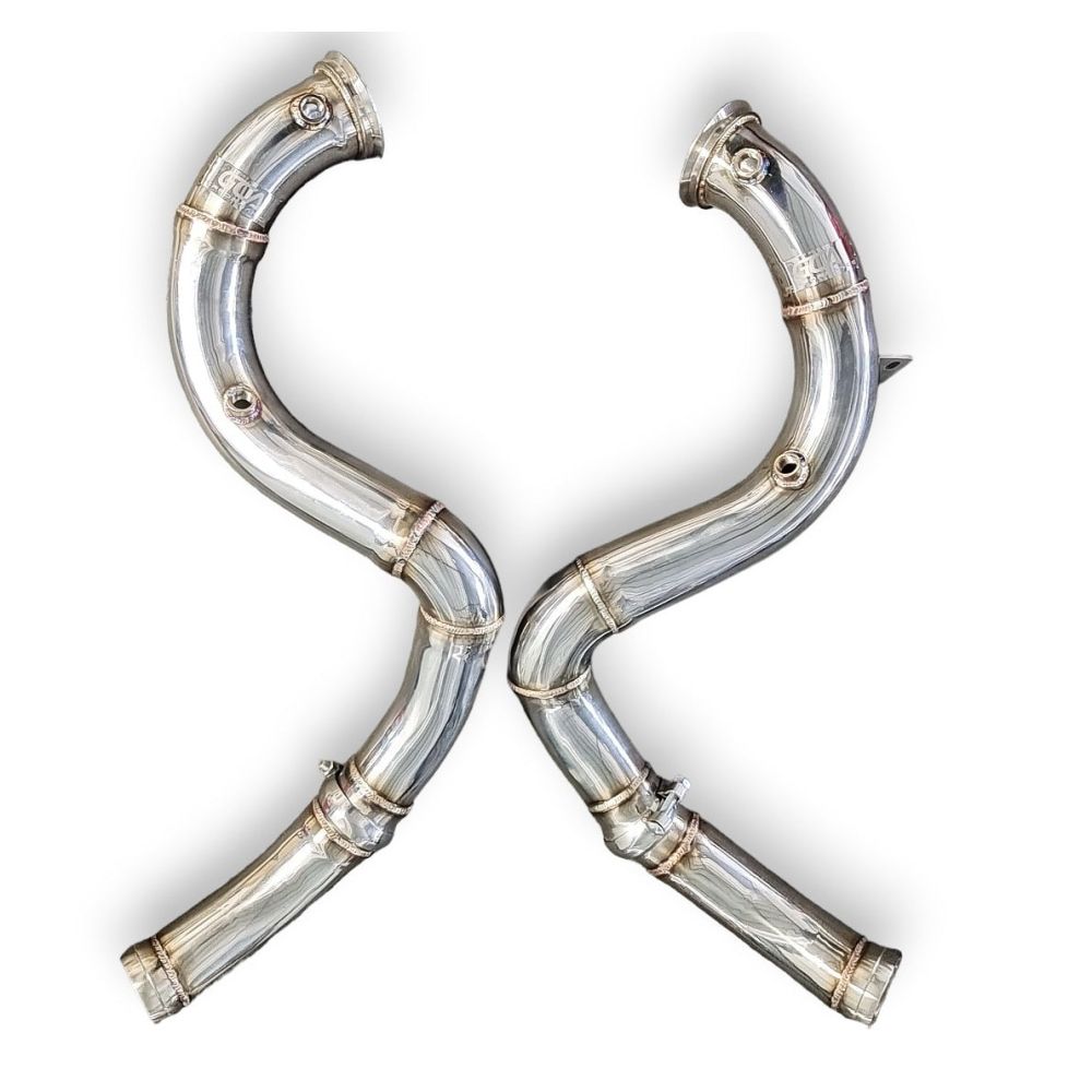2015-2023 Mercedes C63 Amg Front Race Pipes | W205 No Heat Shield / Racing Downpipe (No Cat)