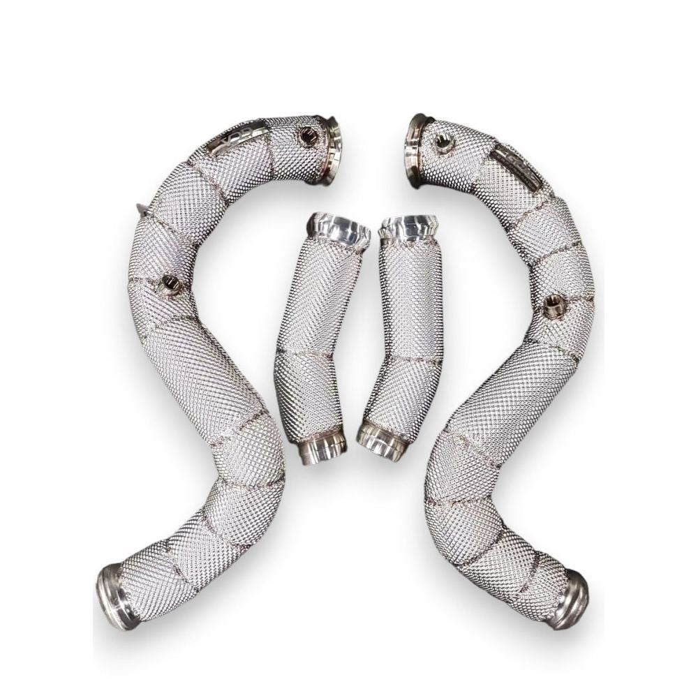 2015-2023 Mercedes C63 Amg Front Race Pipes | W205 Yes Heat Shield / Racing Downpipe (No Cat)