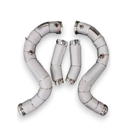 2015-2023 Mercedes C63 Amg Front Race Pipes | W205 Yes Heat Shield / Racing Downpipe (No Cat)