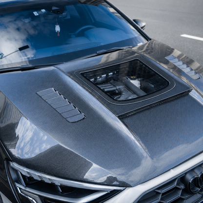 2021+ Audi A3/S3/RS3 Glass Engine Cover Carbon Fiber Hood | 8Y/8Y.5