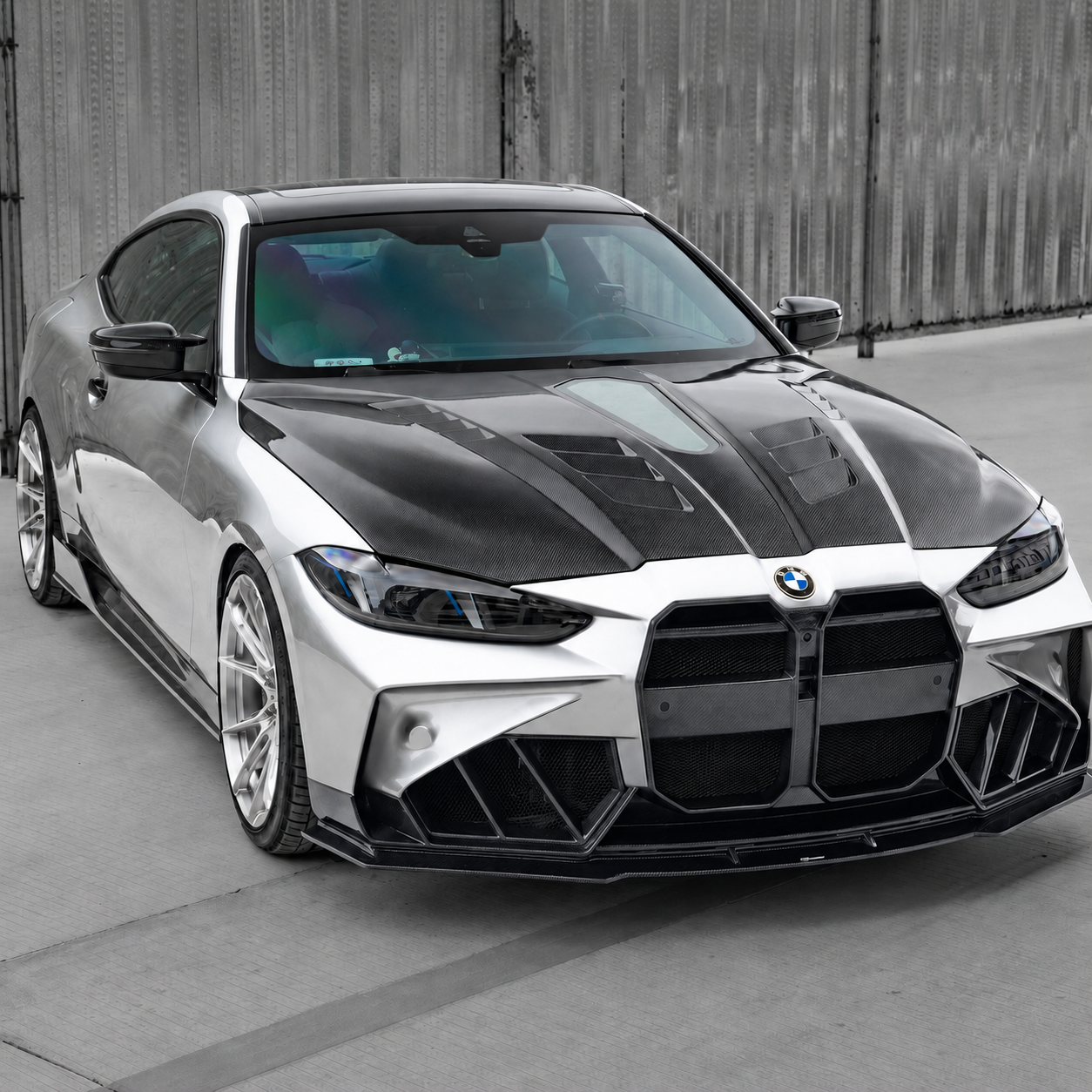 2021+ BMW 4-Series Glass Engine Cover V2 Style Carbon Fiber Hood | G22/G23/G26