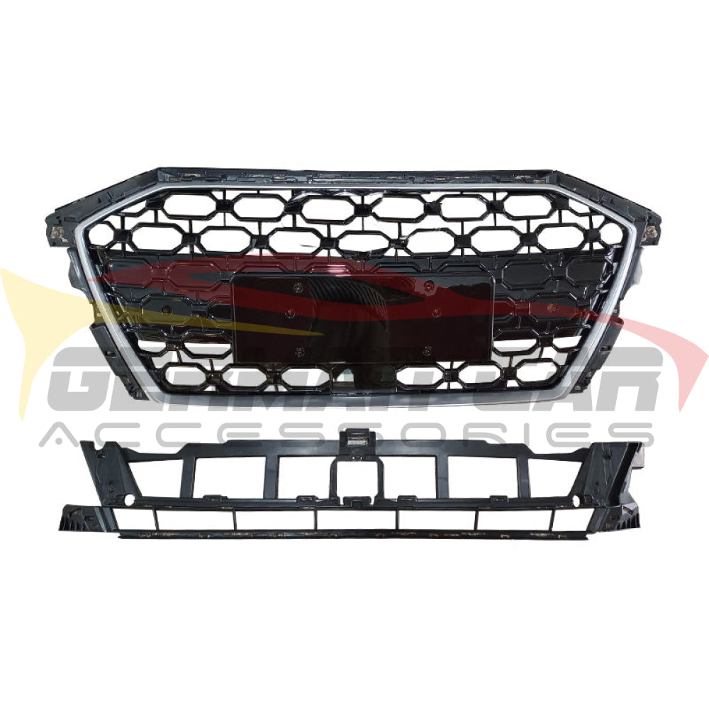 2021 + Audi Rs3 Style Honeycomb Grille | 8Y A3/S3 Silver Frame Black Mesh Front Grilles