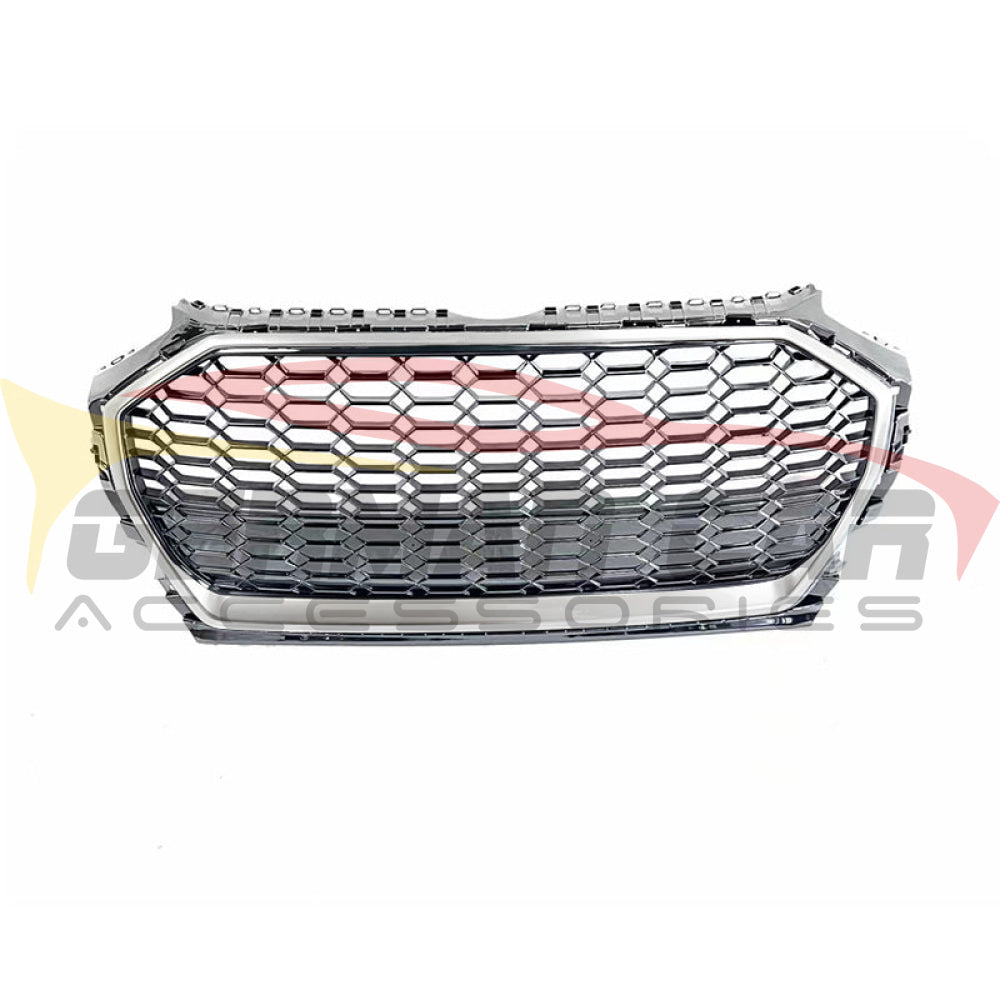 2021 + Audi Rsq5 Style Honeycomb Grille | B9.5 Q5/Sq5 Silver Frame Black Net Front Grilles