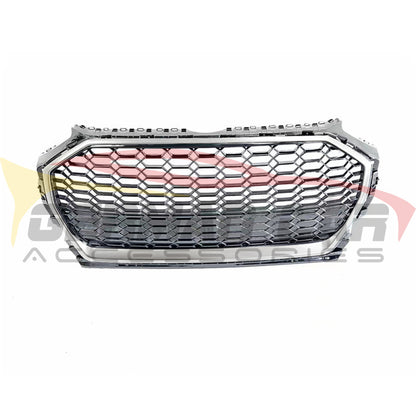 2021 + Audi Rsq5 Style Honeycomb Grille | B9.5 Q5/Sq5 Silver Frame Black Net Front Grilles