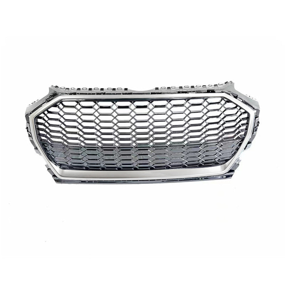 2021 + Audi Rsq5 Style Honeycomb Grille | B9.5 Q5/Sq5 Silver Frame Black Net Front Grilles