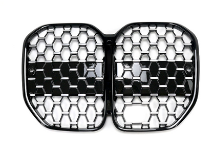 2021+ Bmw 4-Series Diamond Kidney Grilles | G22/G23 Black Frame Silver Diamonds / Yes Acc