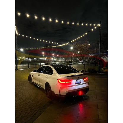 2021+ BMW M3/M4 Carbon Fiber AK Style Diffuser with LED Brake Light | G80/G82/G83 Rear Diffusers