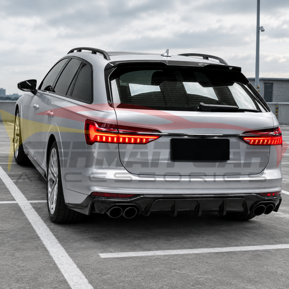 2022-2025 Audi A6 Allroad Carbon Fiber KB Style Diffuser with LED Brake Light | C8 A6 Allroad - Rear Diffusers