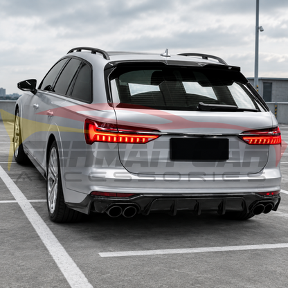 2022-2025 Audi A6 Allroad Carbon Fiber KB Style Diffuser with LED Brake Light | C8 A6 Allroad - Rear Diffusers