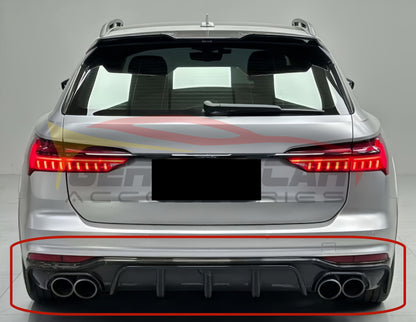 2019+ Audi A6 Allroad Carbon Fiber KB Style Diffuser with LED Brake Light | C8 A6 Allroad - Rear Diffusers