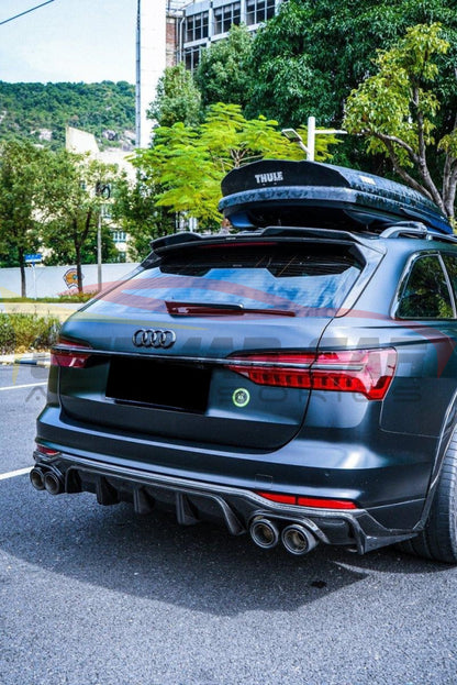2019+ Audi A6 Allroad Carbon Fiber KB Style Diffuser with LED Brake Light | C8 A6 Allroad - Rear Diffusers