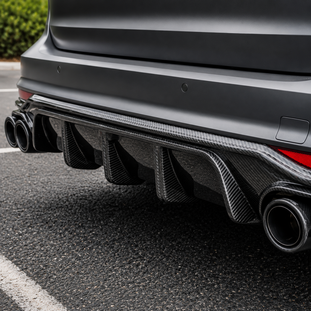 2022-2025 Audi A6 Allroad Carbon Fiber KB Style Diffuser with LED Brake Light | C8 A6 Allroad - Rear Diffusers