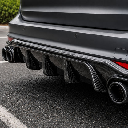 2022-2025 Audi A6 Allroad Carbon Fiber KB Style Diffuser with LED Brake Light | C8 A6 Allroad - Rear Diffusers
