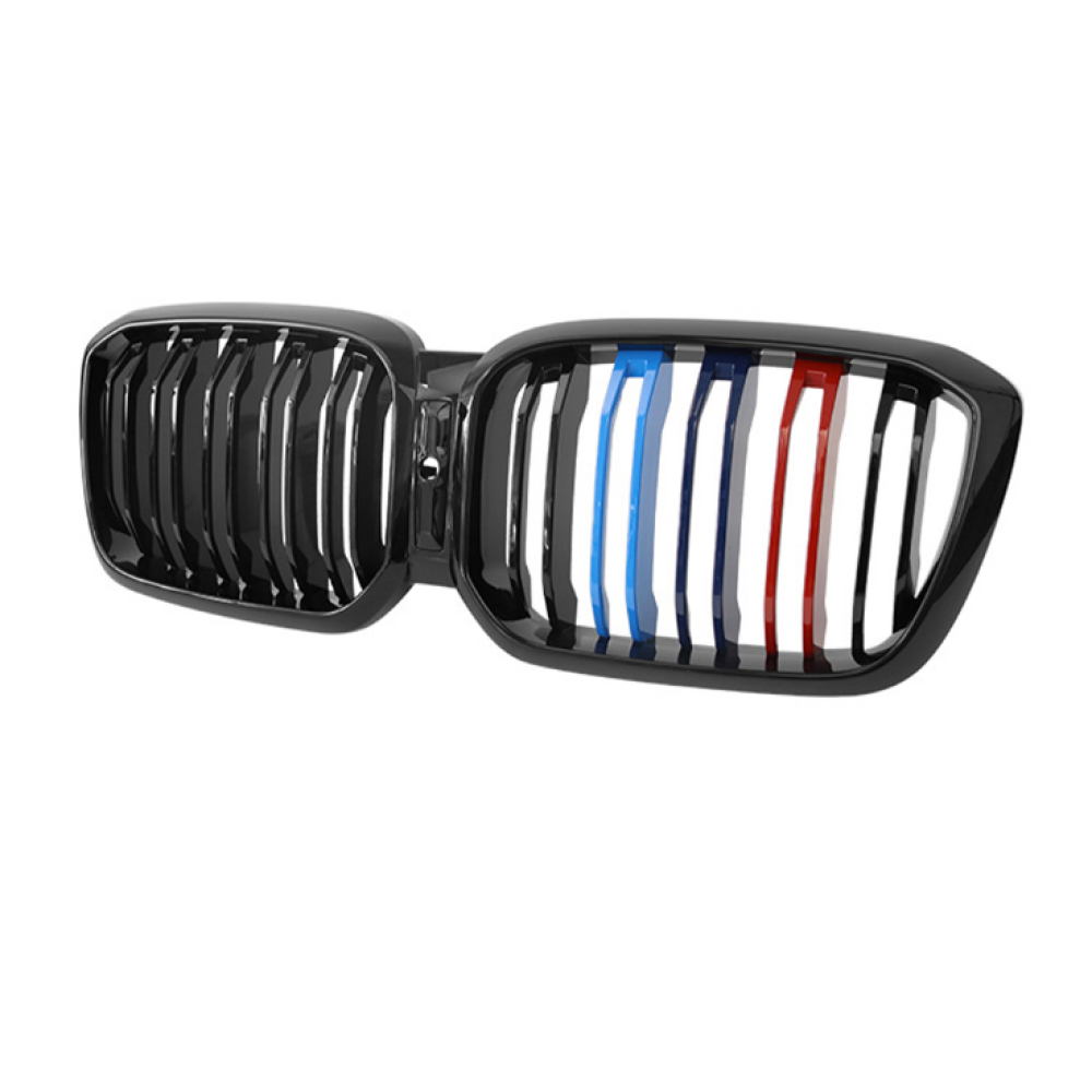 2022+ Bmw X3/x3M/x4/x4M Dual Slat Kidney Grilles | G01/f97/g02/f98 Lci Gloss Black With M Stripe /