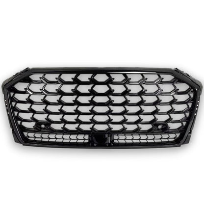 2022+ Audi RS Style Honeycomb Grille | D5 A8/S8 - Black Frame Black Mesh - Front Grilles