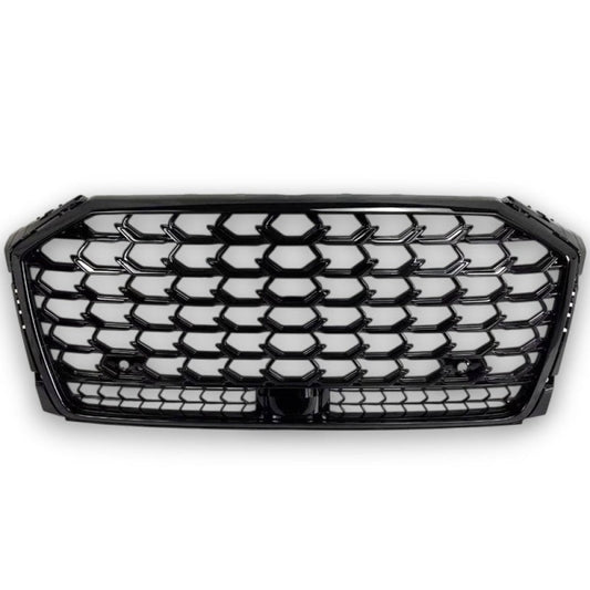 2022+ Audi RS Style Honeycomb Grille | D5 A8/S8 - Black Frame Black Mesh - Front Grilles
